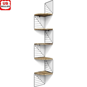 5 Tier Corner Shelf Wall Mount Rustic Wood Floating Shelves